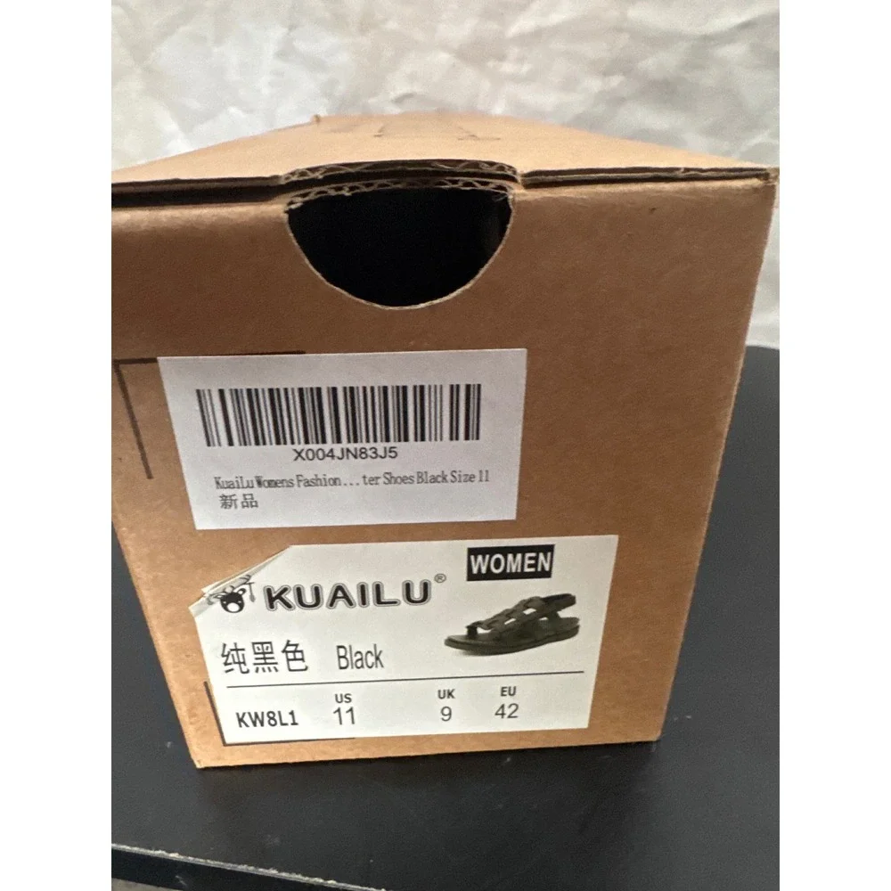 Kuailu Womens Fashion Sandals Black Strappy Slingback KW8L1 Size 11 NEW